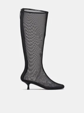 Mesh Calf-High Boots (24049182-BLACK)