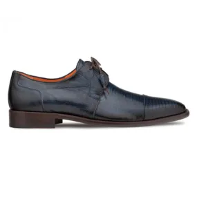 Mezlan Lizard Skin Tassel Derby in Blue for men