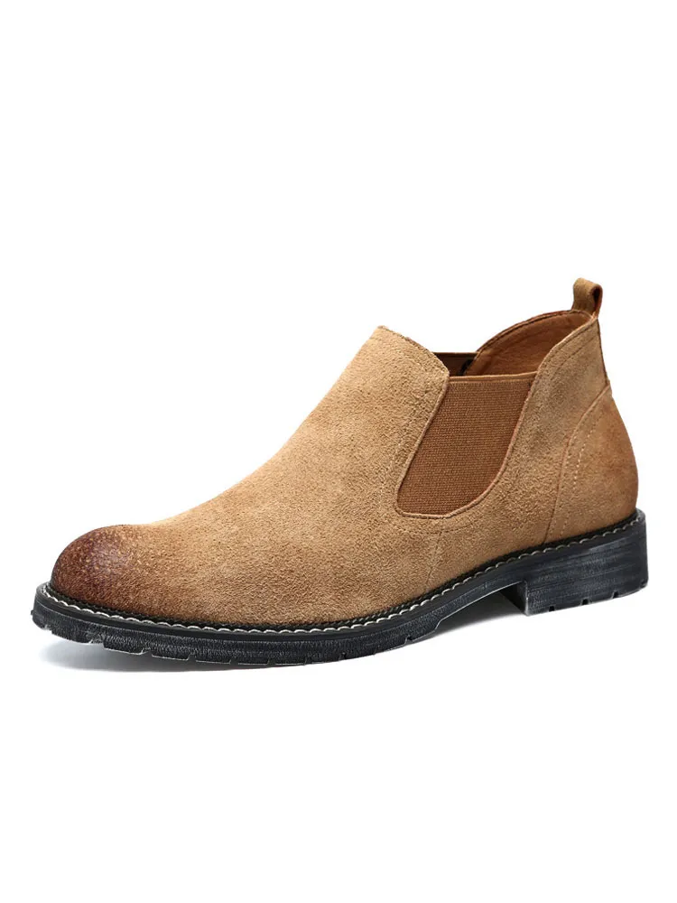 Micro Suede Round Toe Chelsea Boots for Men