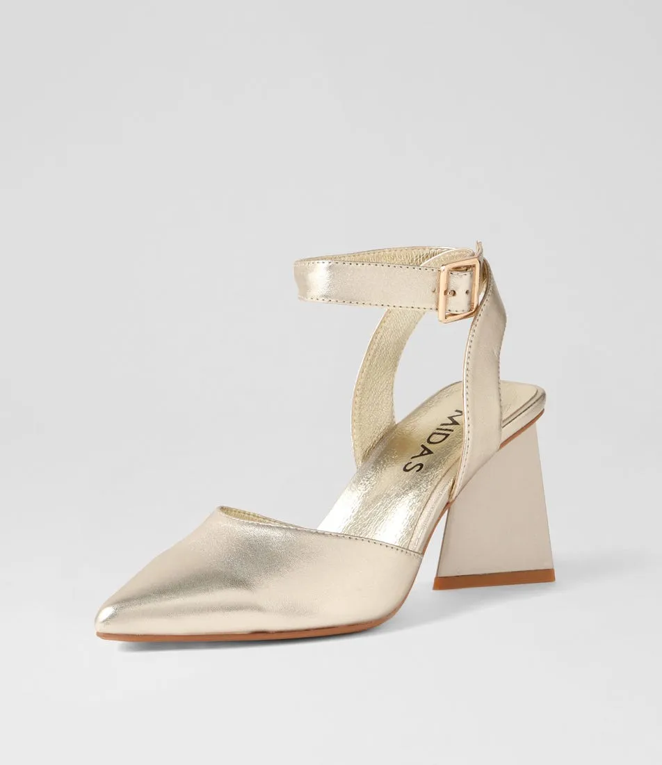 MIDAS Hilar Pale Gold Leather Heels