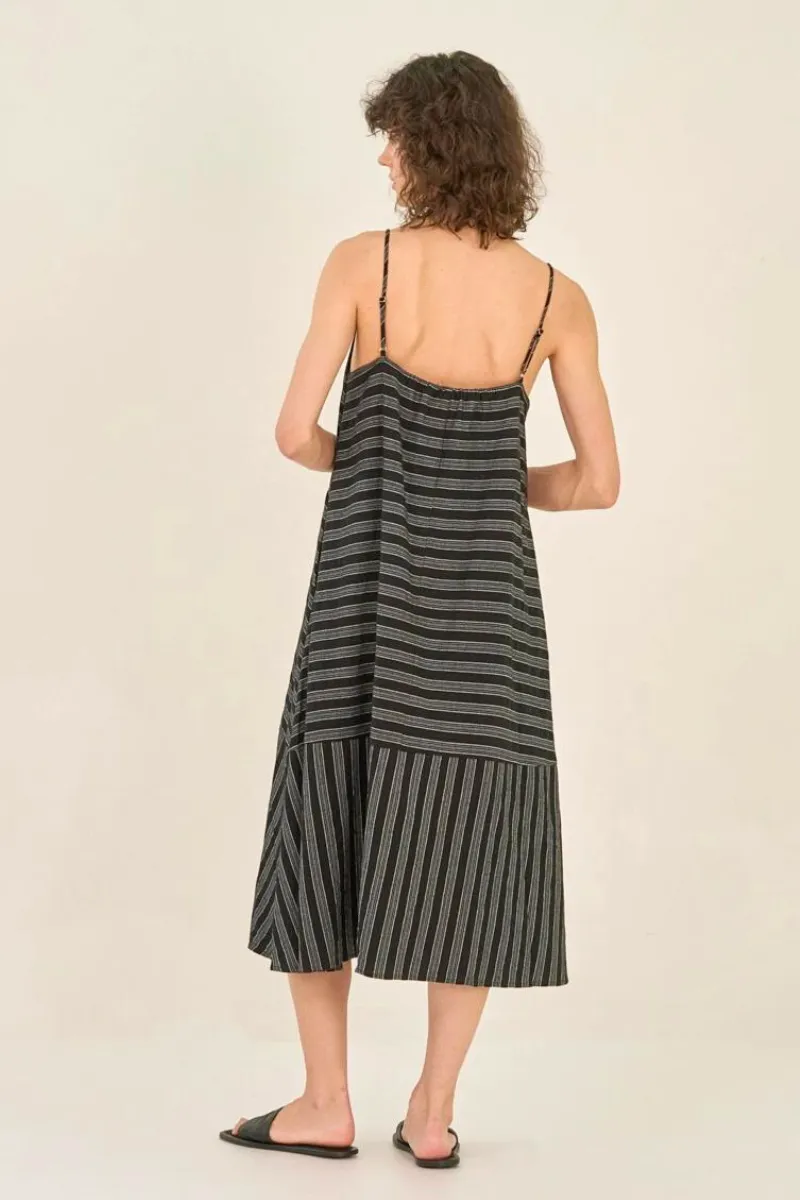 Midi Dress with Stripes