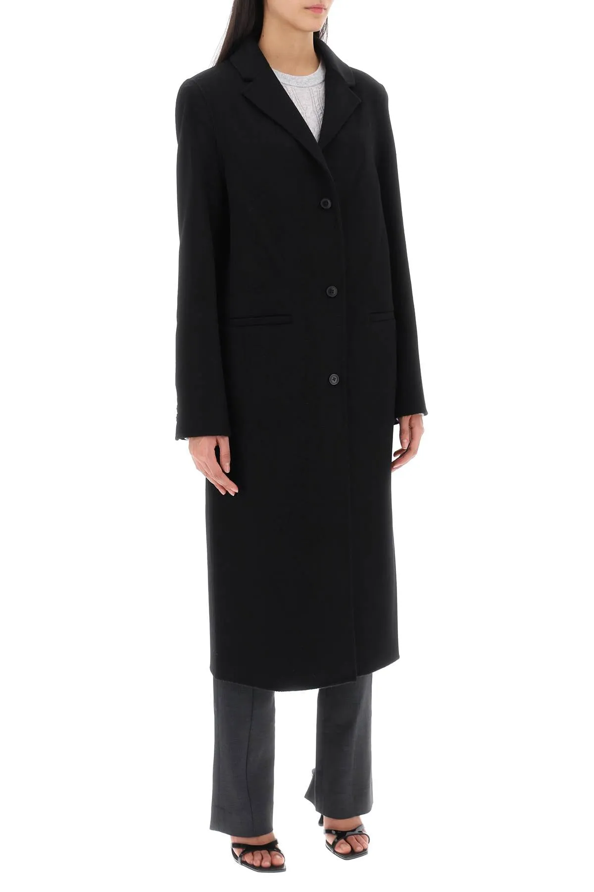 Mill Long Coat In Wool And Cashmere