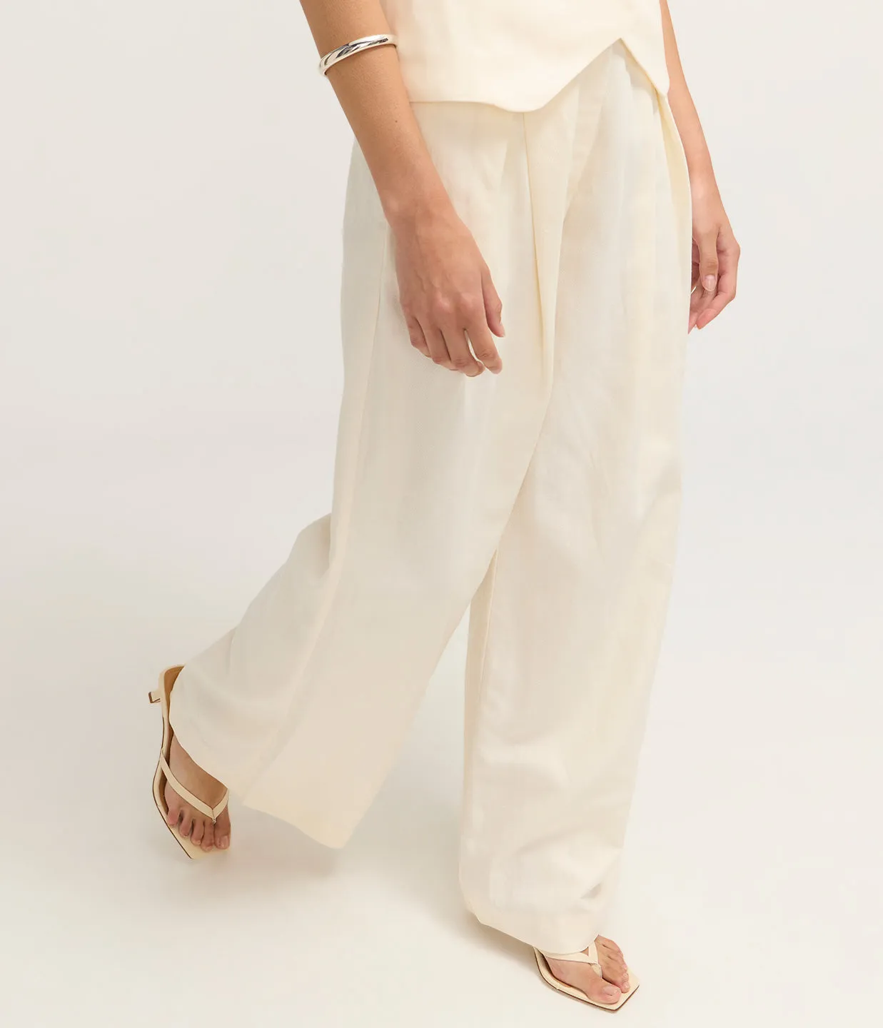 Minimal Fold Trousers in Ivory