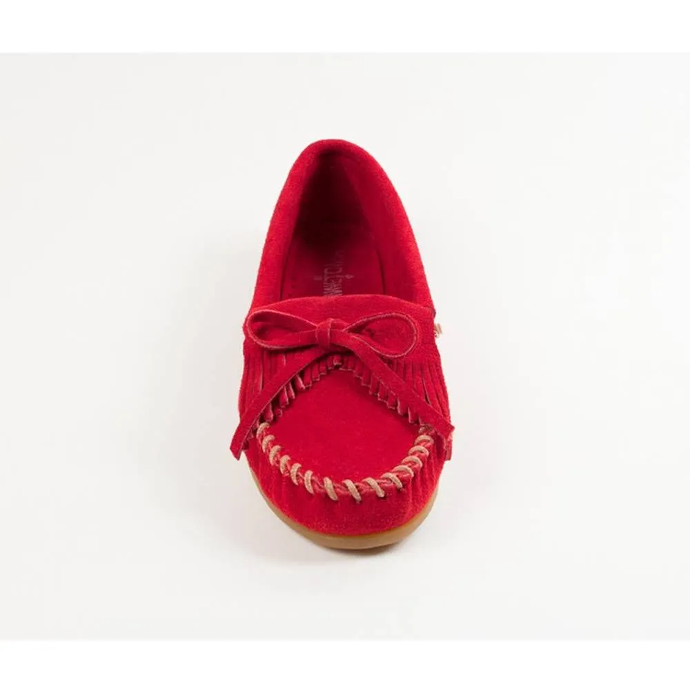 Minnetonka Cherry Red Moccasins - Kilty Hardsole