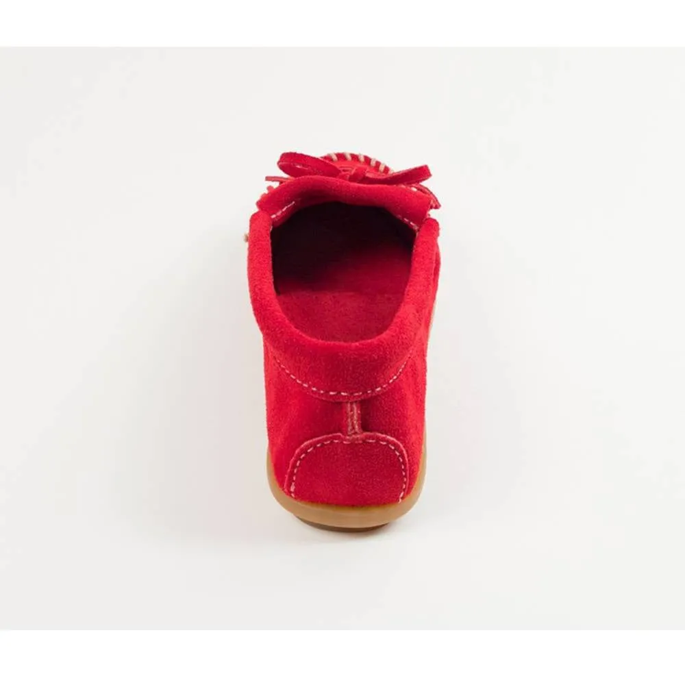 Minnetonka Cherry Red Moccasins - Kilty Hardsole