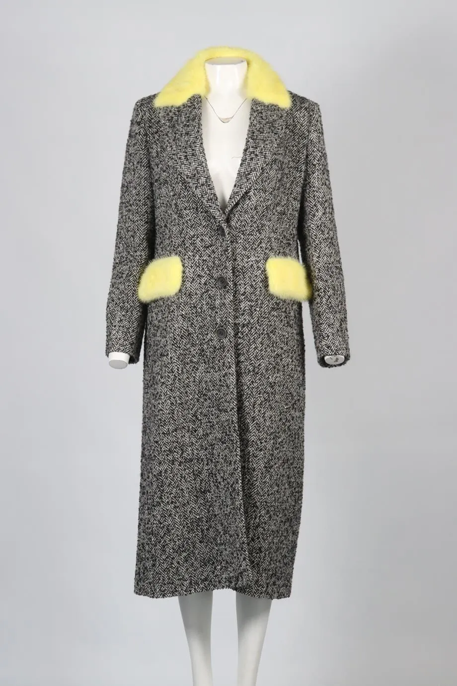 Mouche Fur Wool Blend Coat Size 44 UK 12