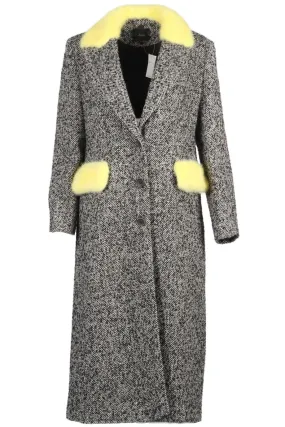 Mouche Fur Wool Blend Coat Size 44 UK 12