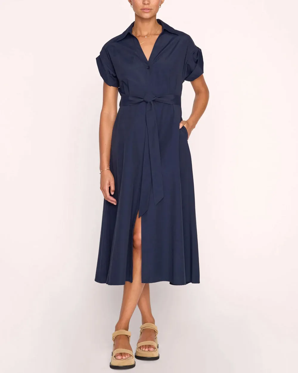 Navy Fia dress with belt