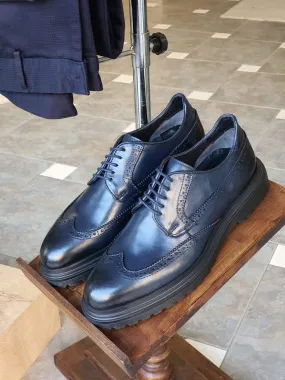 Navy Blue Wingtip Oxfords by Argeli