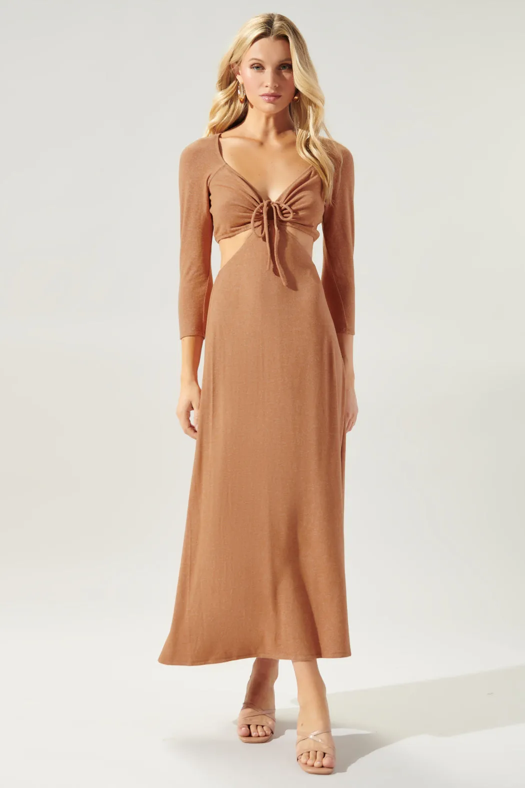 Neada Ruched Cut Out Knit Maxi Dress