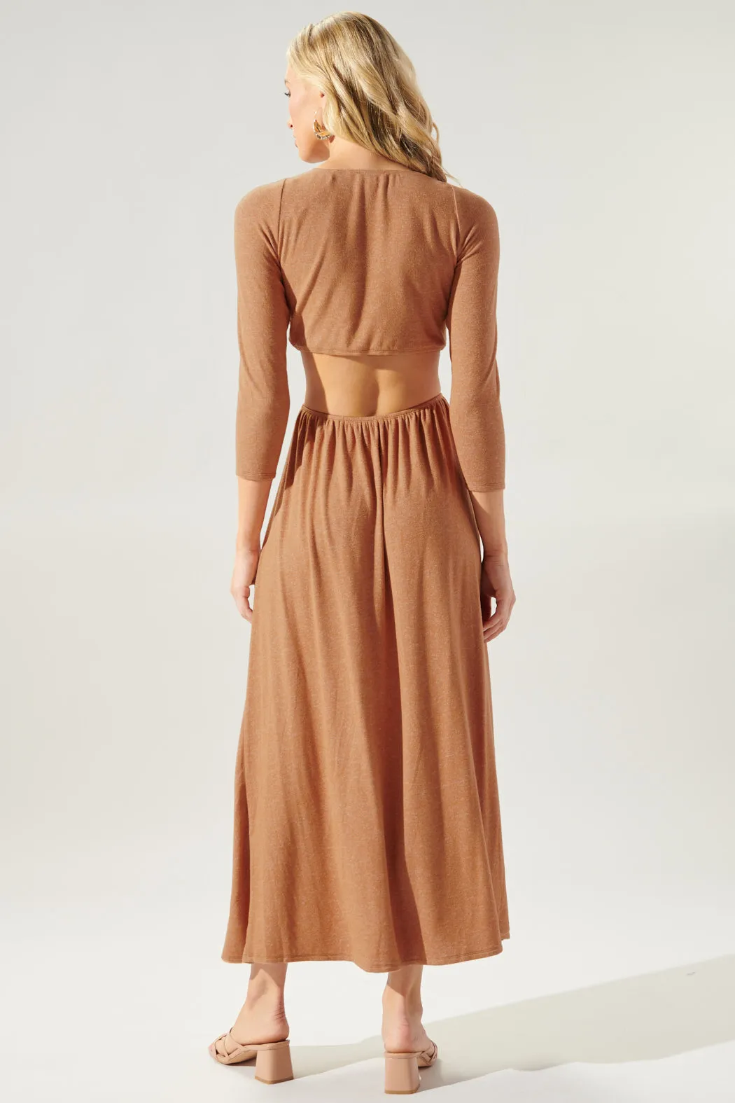 Neada Ruched Cut Out Knit Maxi Dress