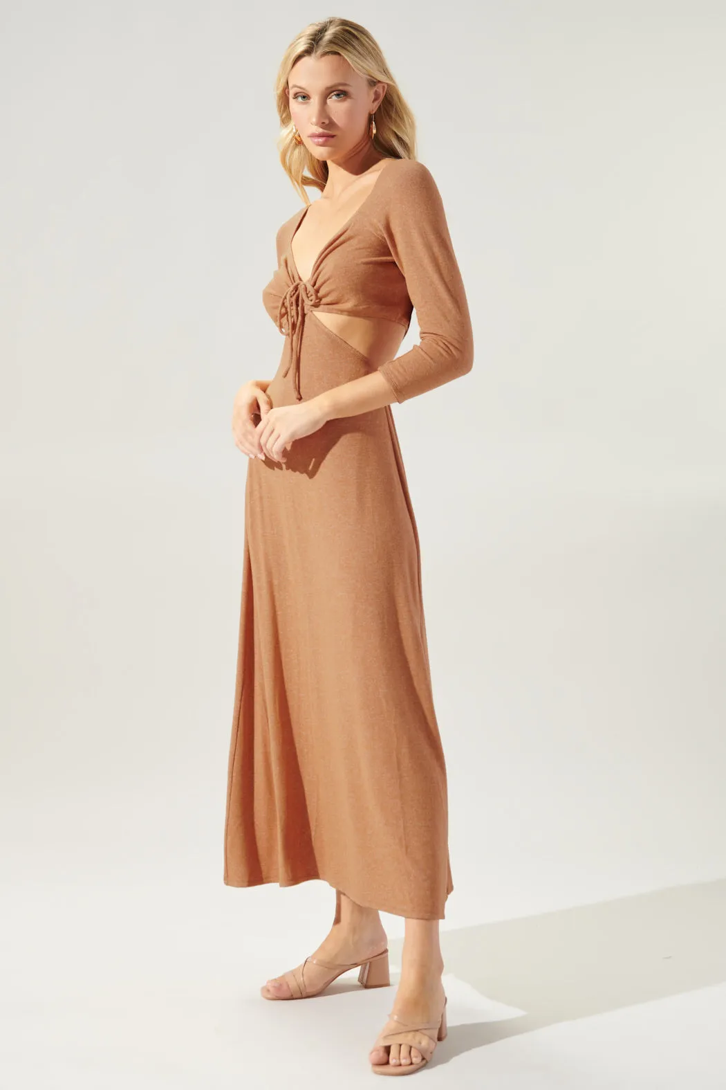 Neada Ruched Cut Out Knit Maxi Dress