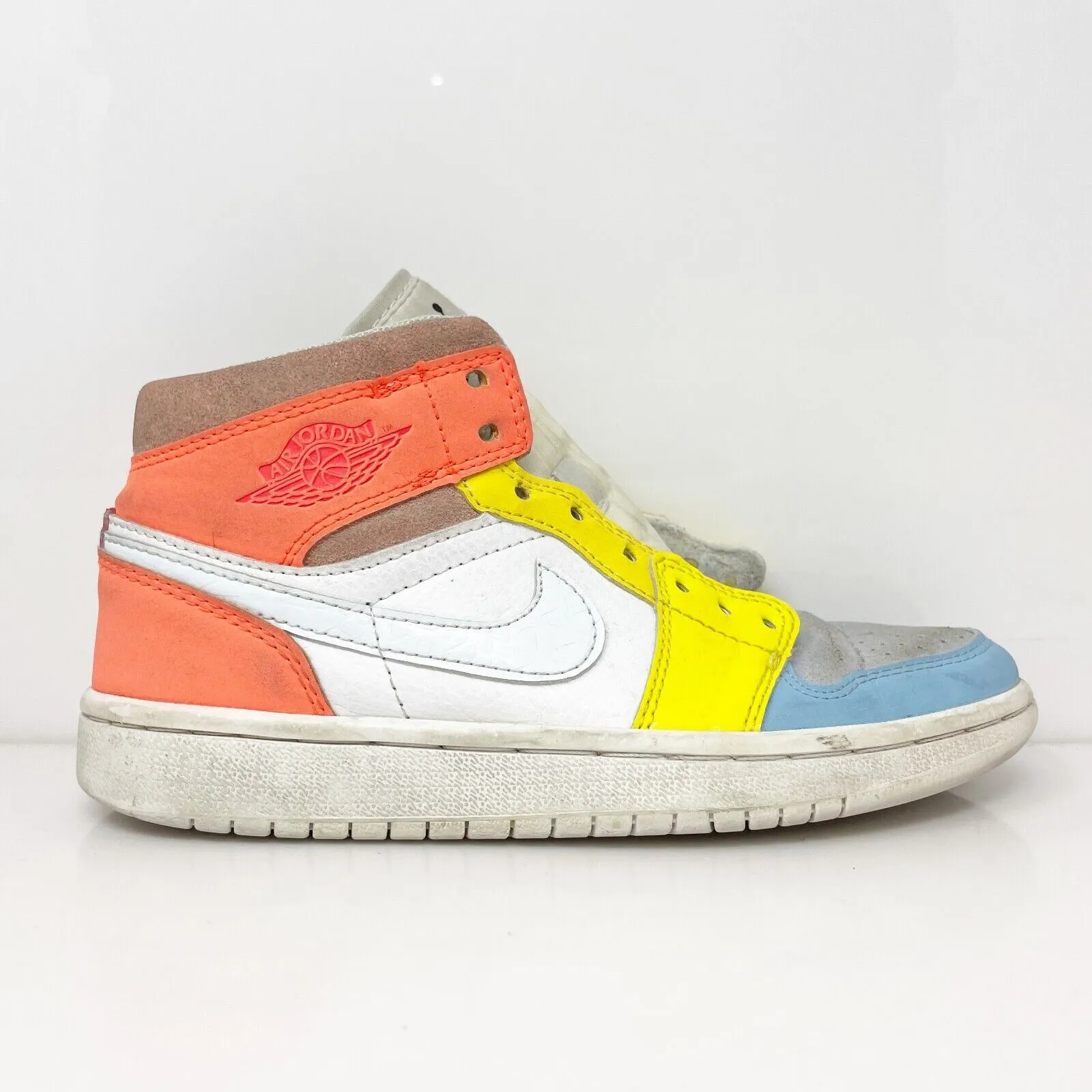 Nike Womens Air Jordan 1 Mid DJ6908-100 Multicolor Basketball Shoes Sneakers 6.5