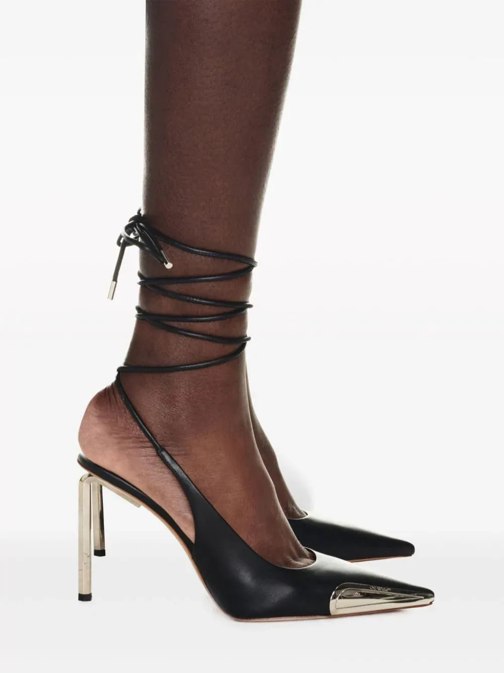 OFF-WHITE - Lace Up Leather Heels