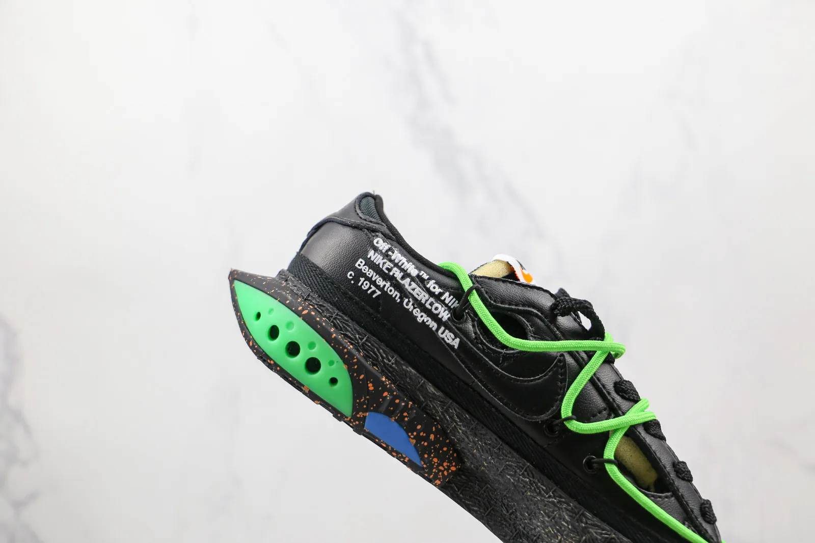 Off-White x Nike SB Blazer Low Black Green Blue Shoes DH7863-001