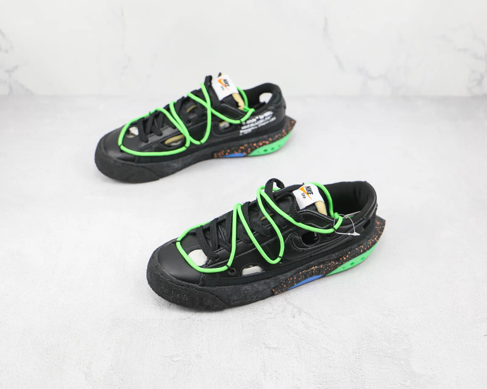 Off-White x Nike SB Blazer Low Black Green Blue Shoes DH7863-001