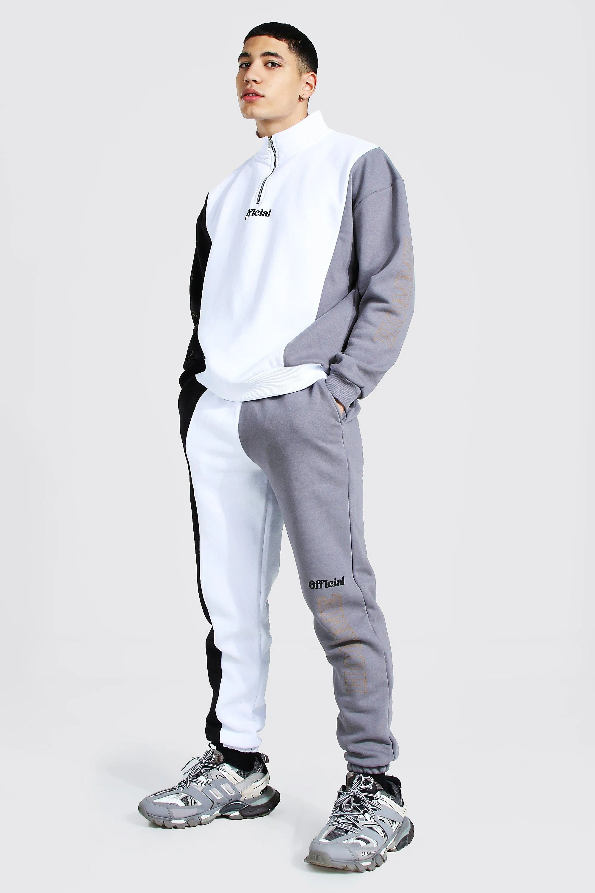 Official Colourblock Oversized Tracksuit | boohooMAN UK