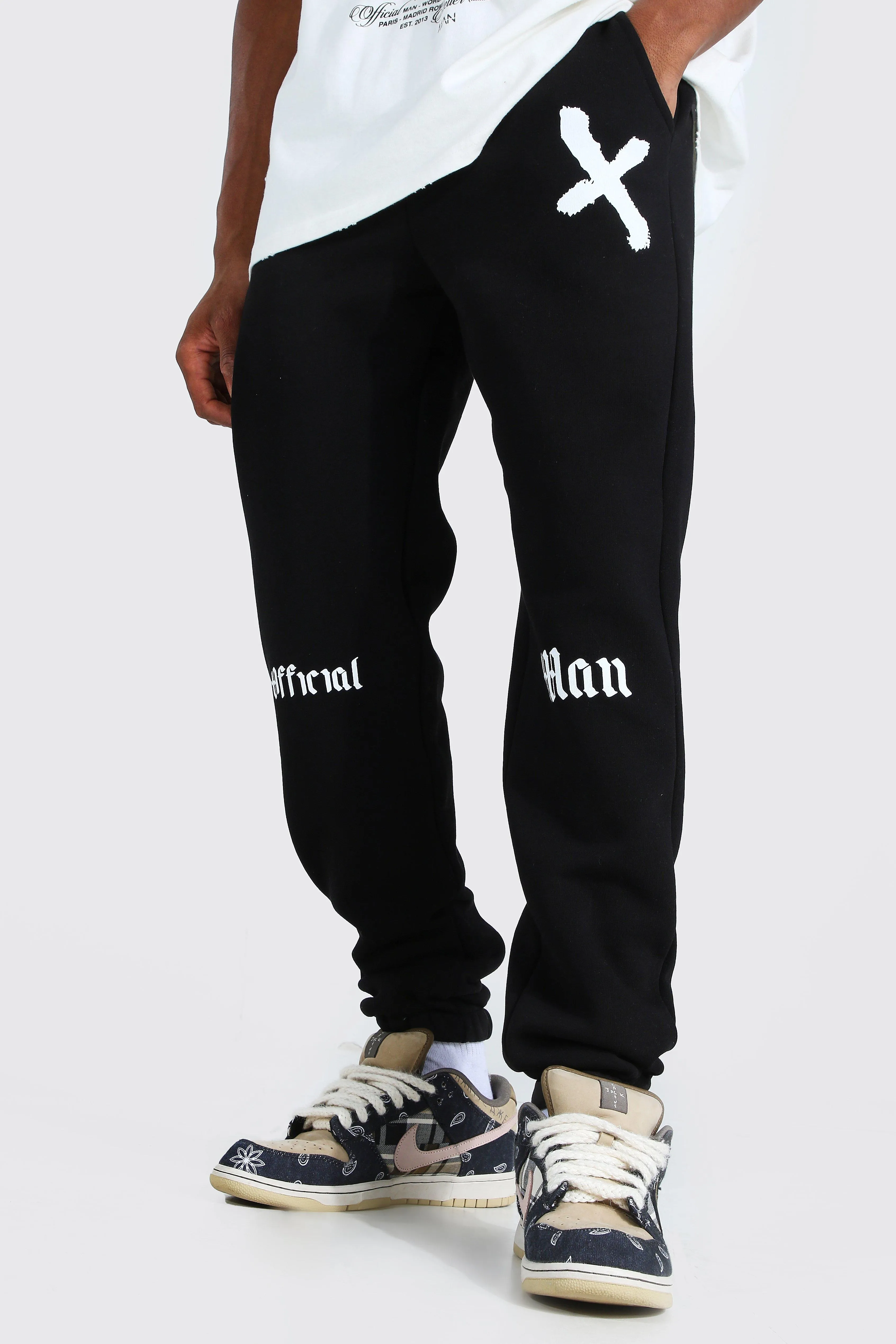 Official Man Graffiti Print Regular Joggers | boohooMAN UK