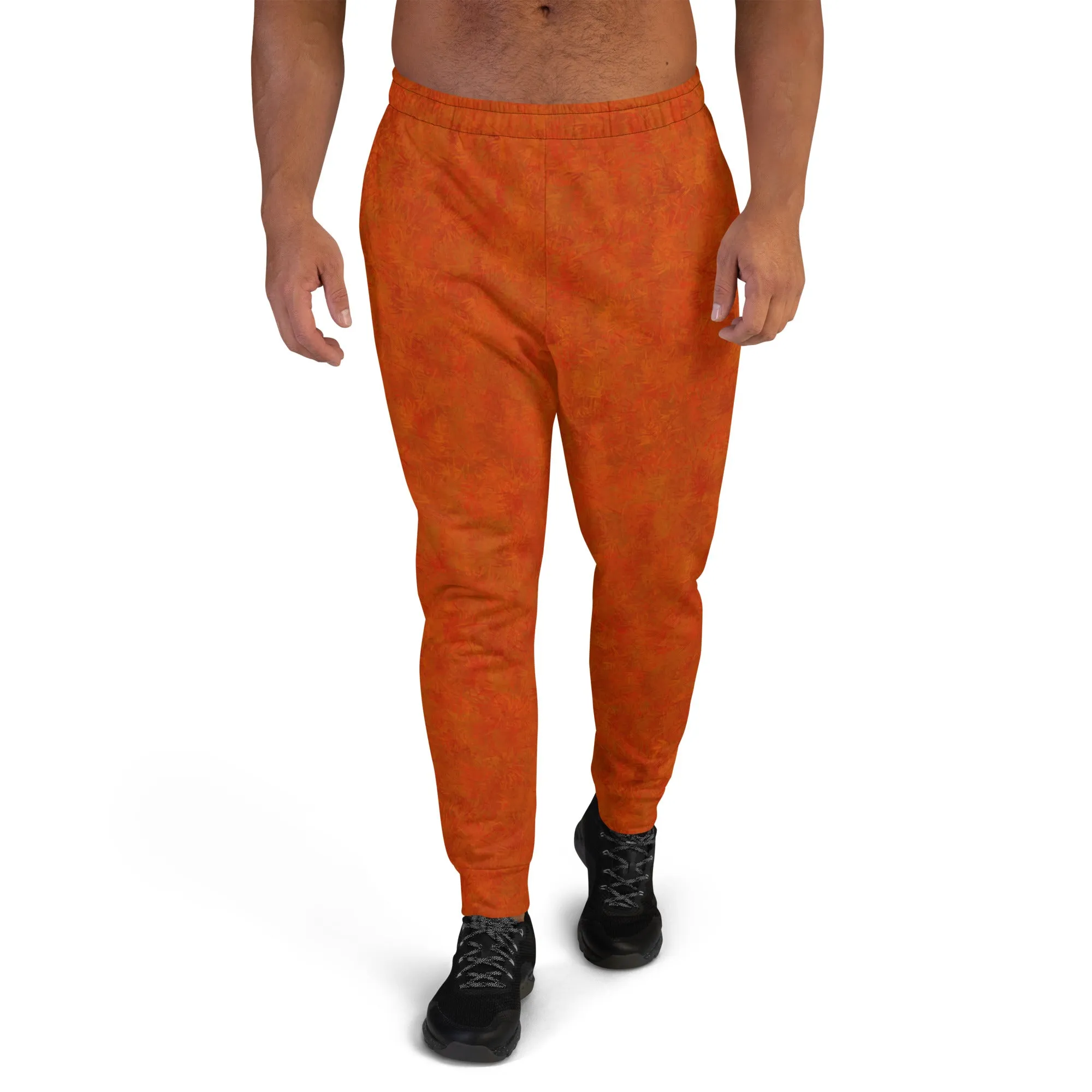 Orange Cat Fur Print Men's Slim Fit Joggers