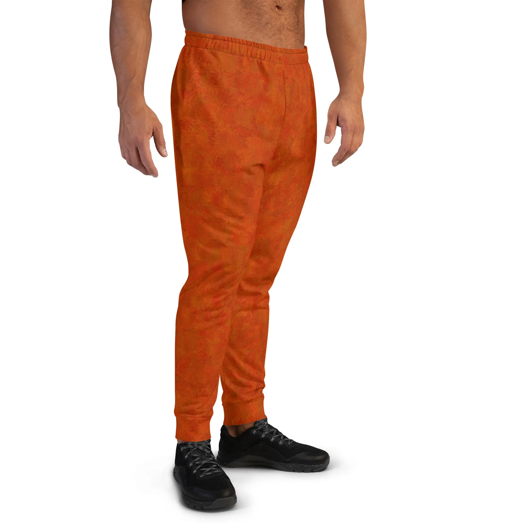 Orange Cat Fur Print Men's Slim Fit Joggers