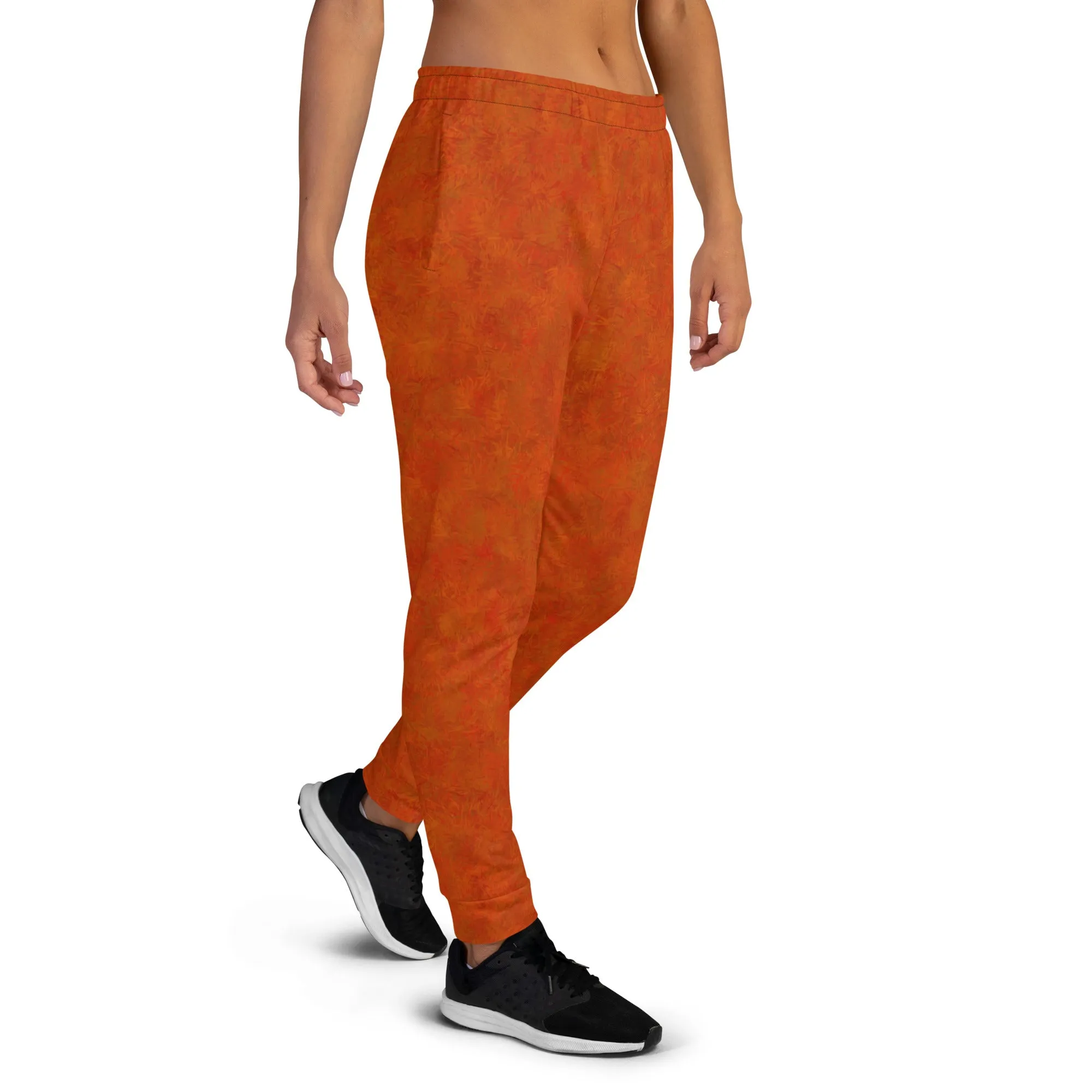 Orange Cat Fur Print Women's Slim FIt Joggers