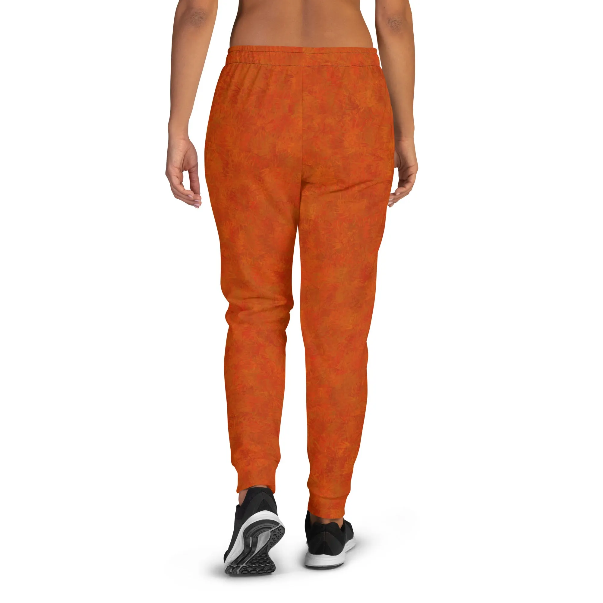 Orange Cat Fur Print Women's Slim FIt Joggers