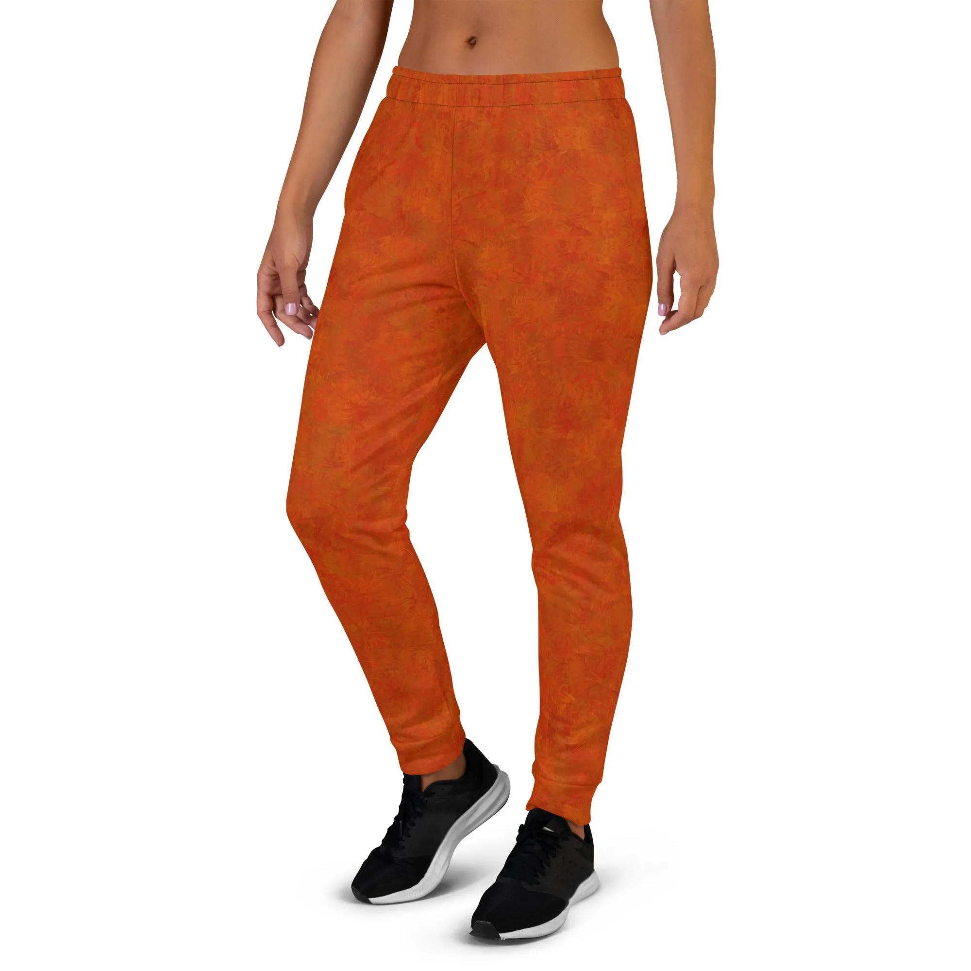 Orange Cat Fur Print Women's Slim FIt Joggers