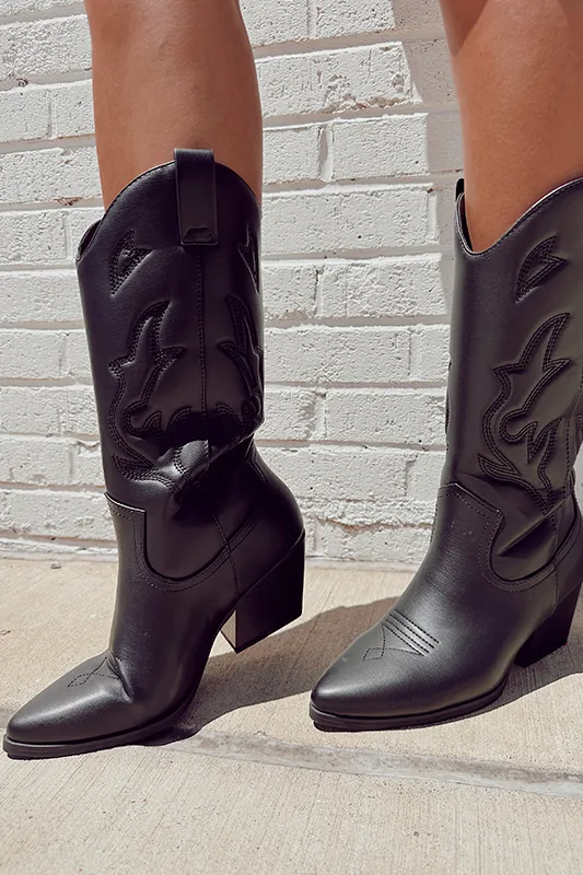 Orville Black Cowboy Boots