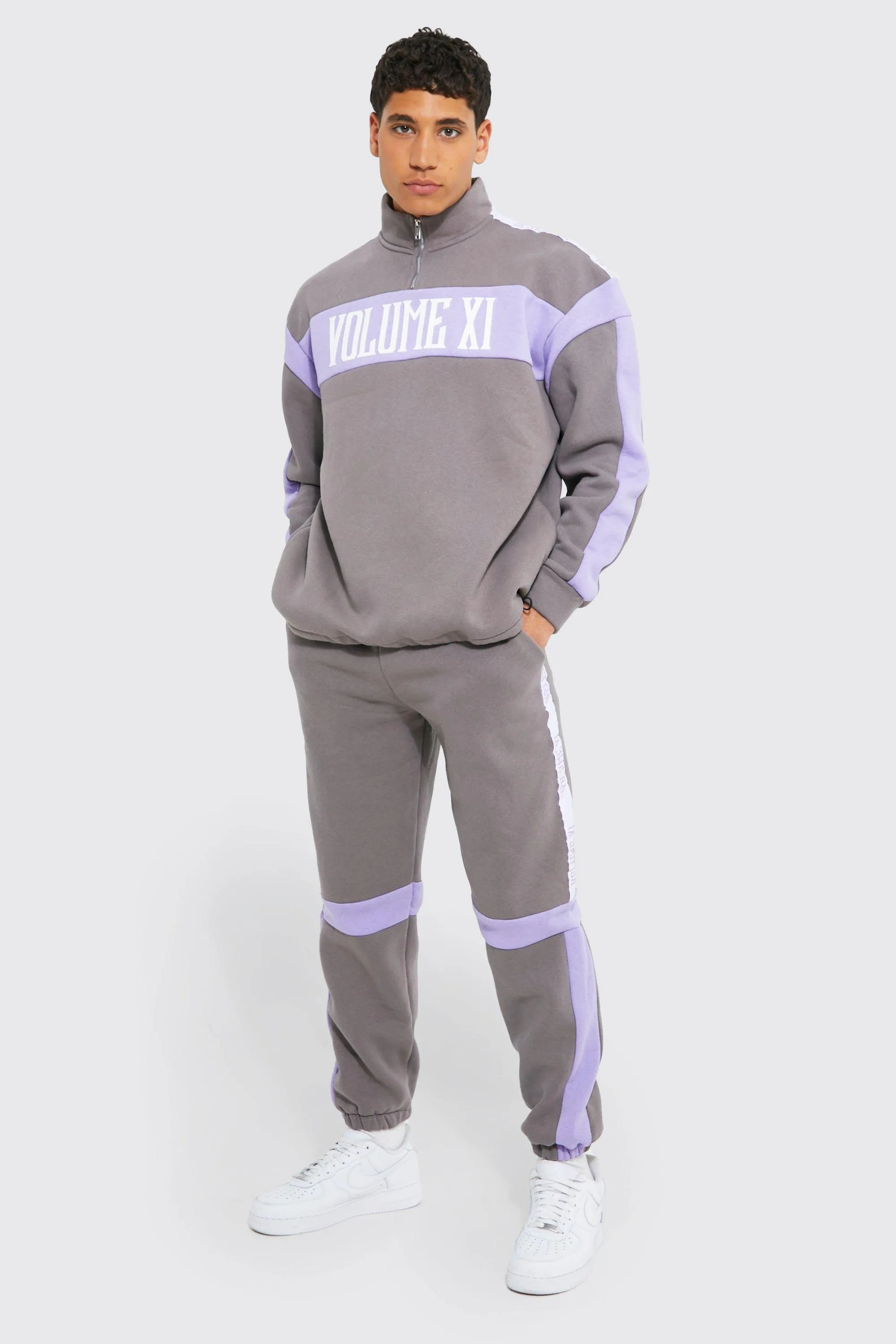 Oversized Half Zip Tape Detail Tracksuit