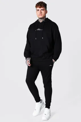 Oversized Man Signature Hooded Tracksuit | boohooMAN UK