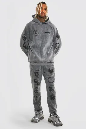 Oversized Official Acid Graffiti Tracksuit | boohooMAN UK