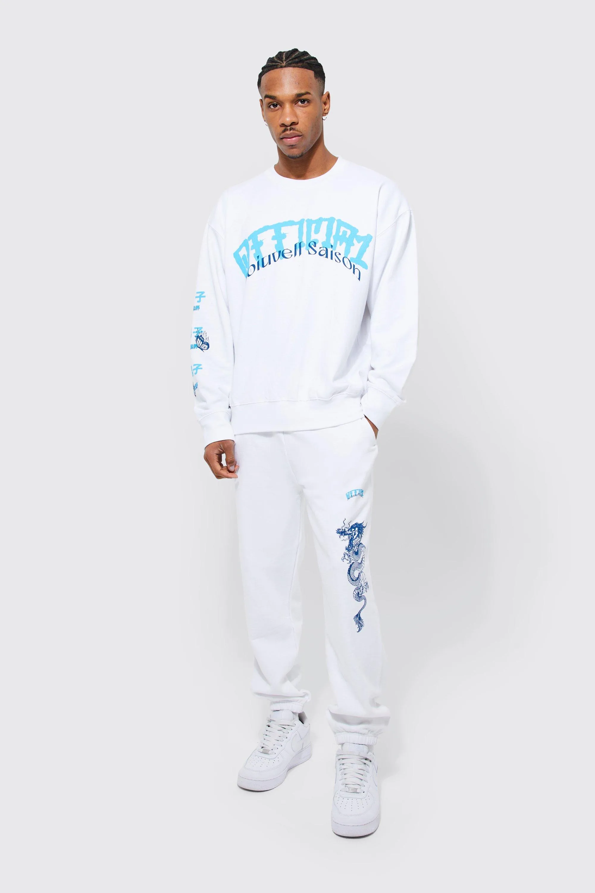 Oversized Official Graphic Sweatshirt Tracksuit | boohooMAN UK