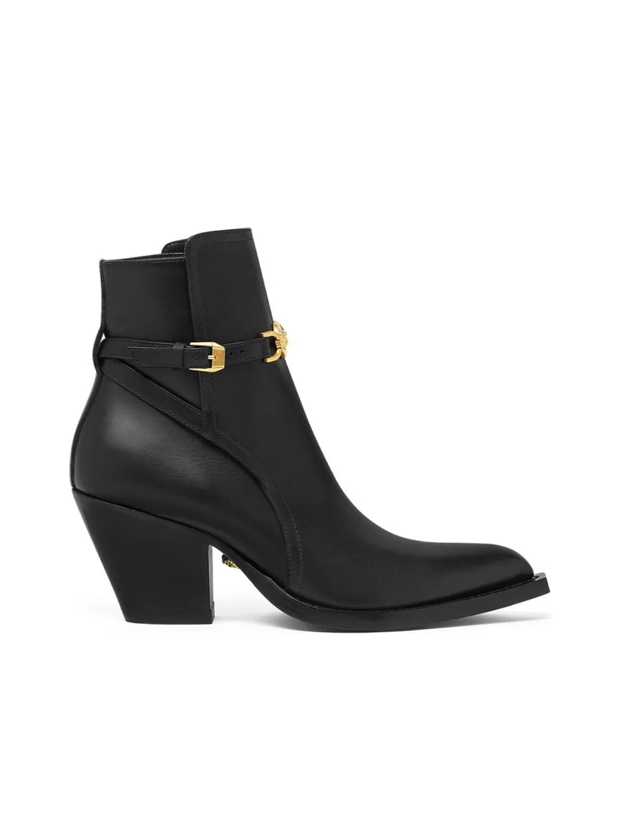 Panelled Design Medusa Plaque Boots