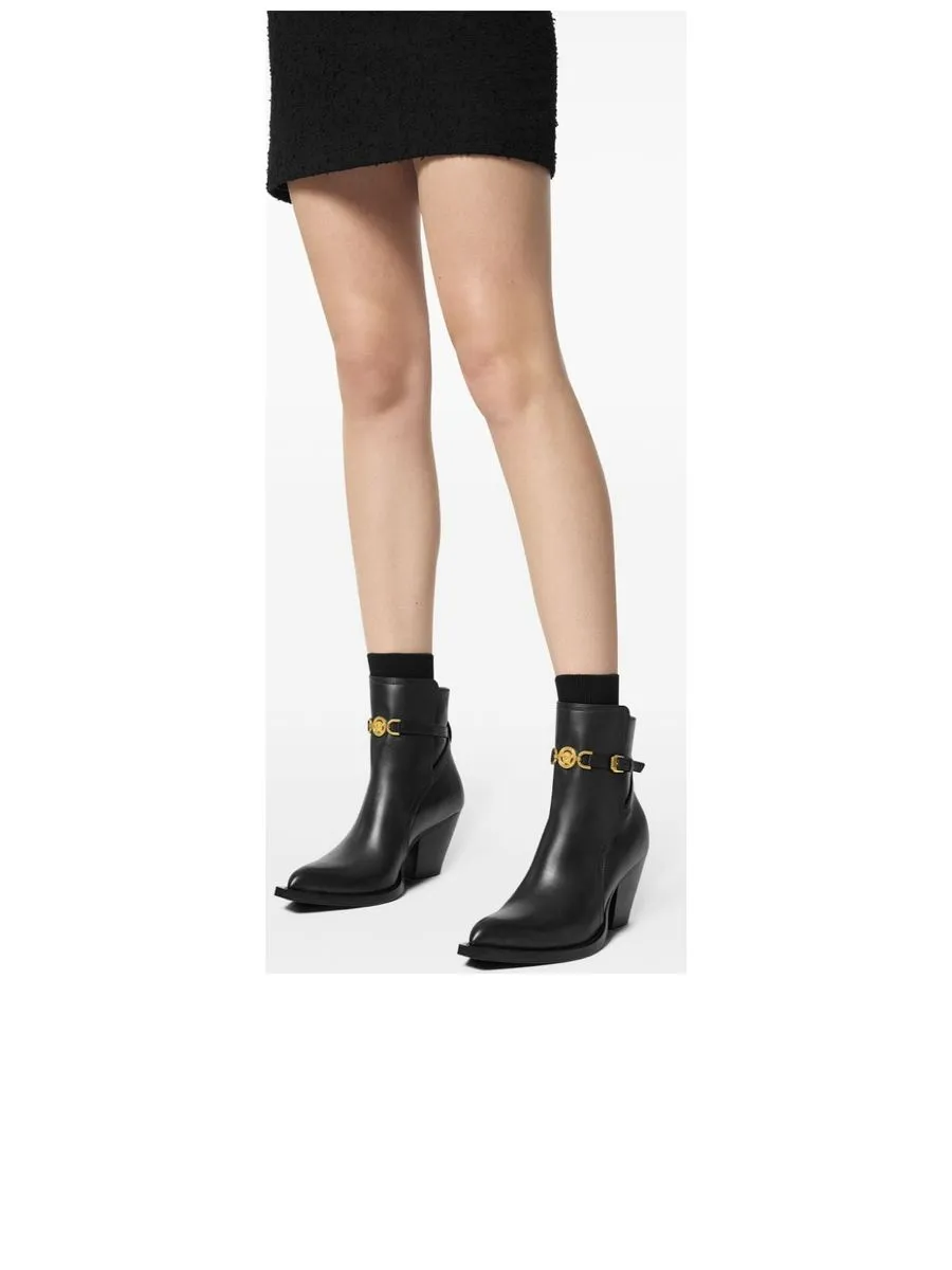 Panelled Design Medusa Plaque Boots