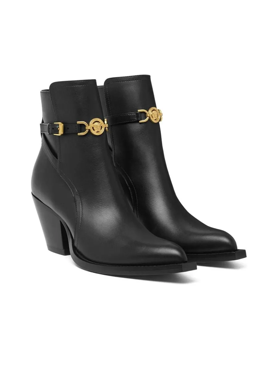 Panelled Design Medusa Plaque Boots