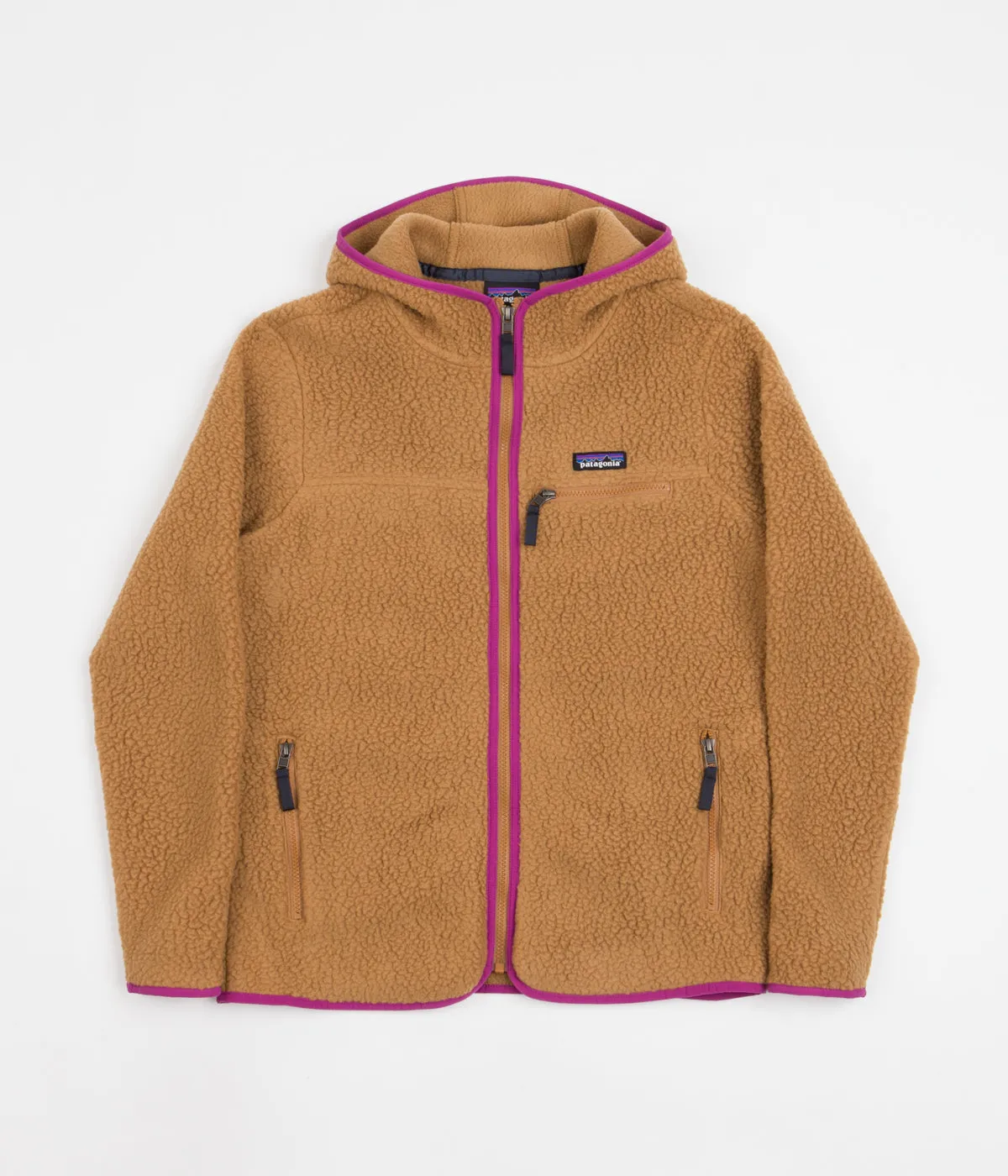 Patagonia Women's Retro Pile Hooded Fleece - Nest Brown / Amaranth Pink - Shop Now