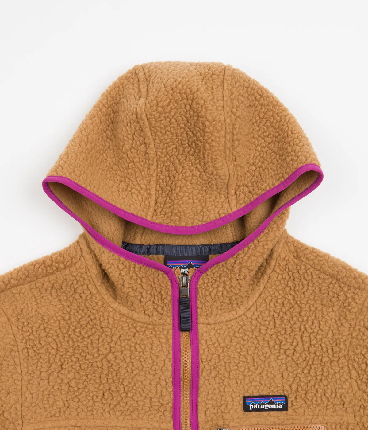 Patagonia Women's Retro Pile Hooded Fleece - Nest Brown / Amaranth Pink - Shop Now