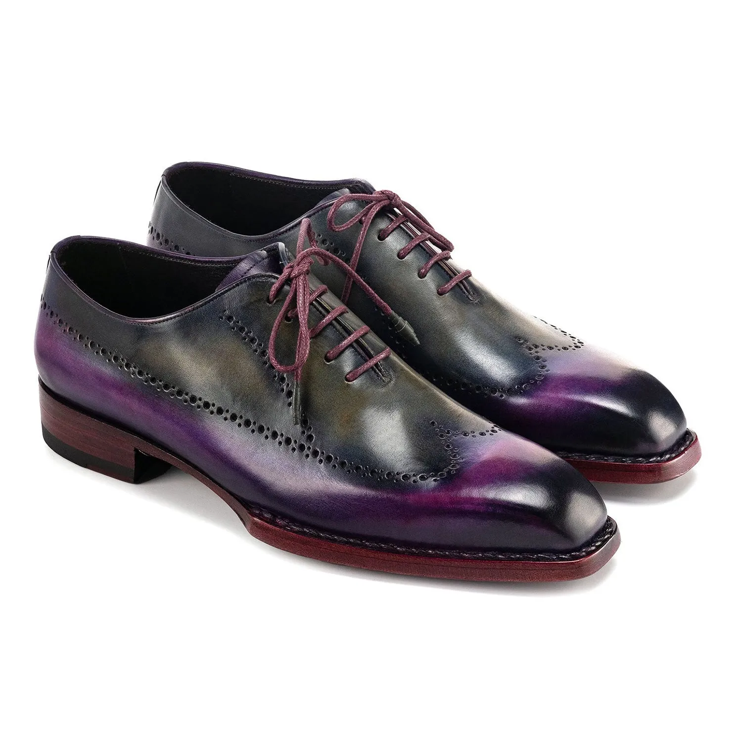 Paul Parkman Men's Shoes Hand-Painted Leather Goodyear Welted Wingtip Oxfords (PM6445)