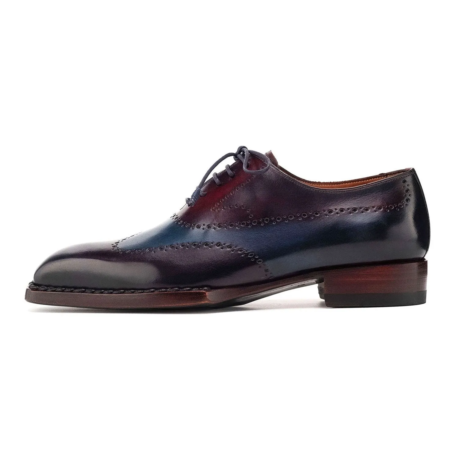 Paul Parkman Men's Shoes Hand-Painted Leather Goodyear Welted Wingtip Oxfords (PM6445)