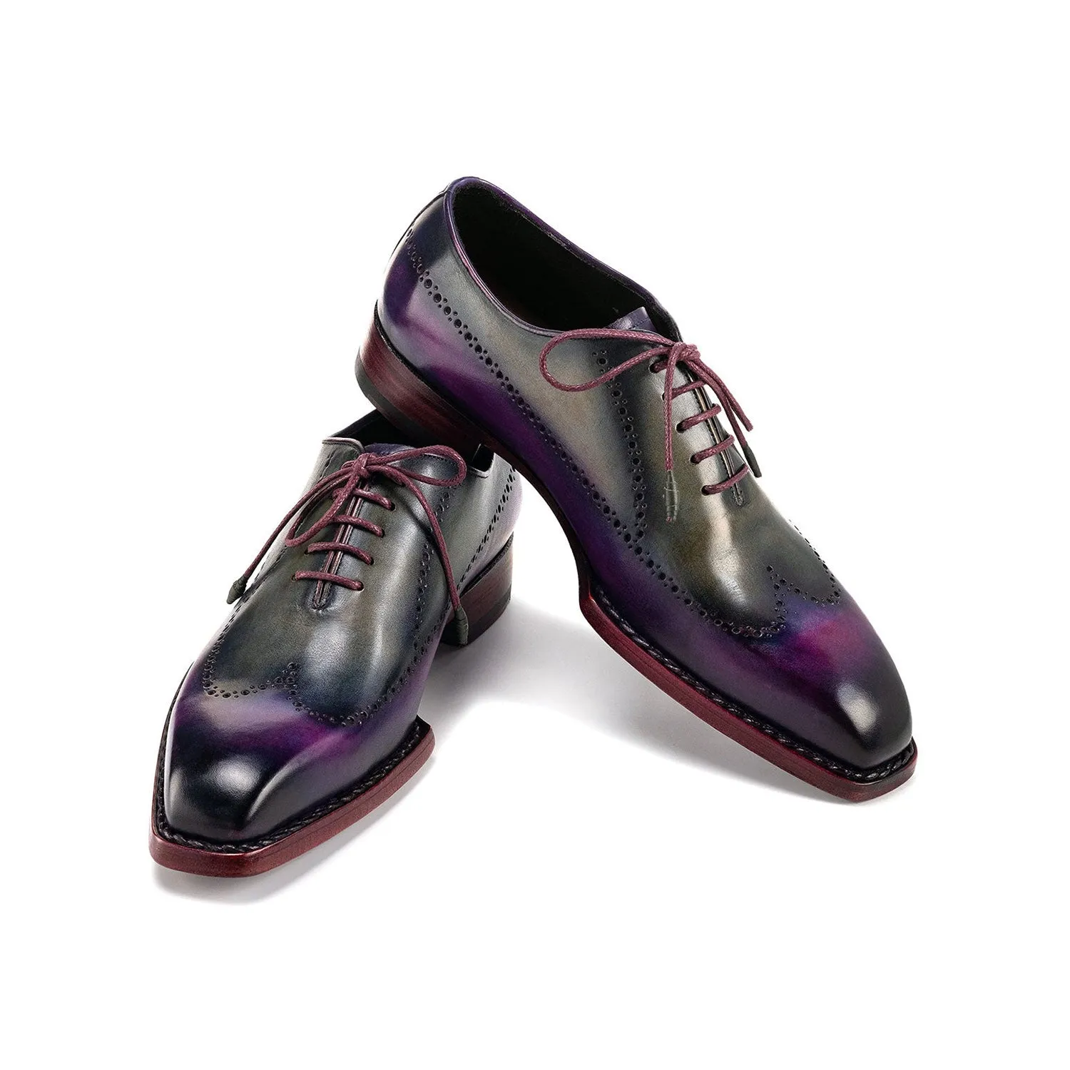 Paul Parkman Men's Shoes Hand-Painted Leather Goodyear Welted Wingtip Oxfords (PM6445)