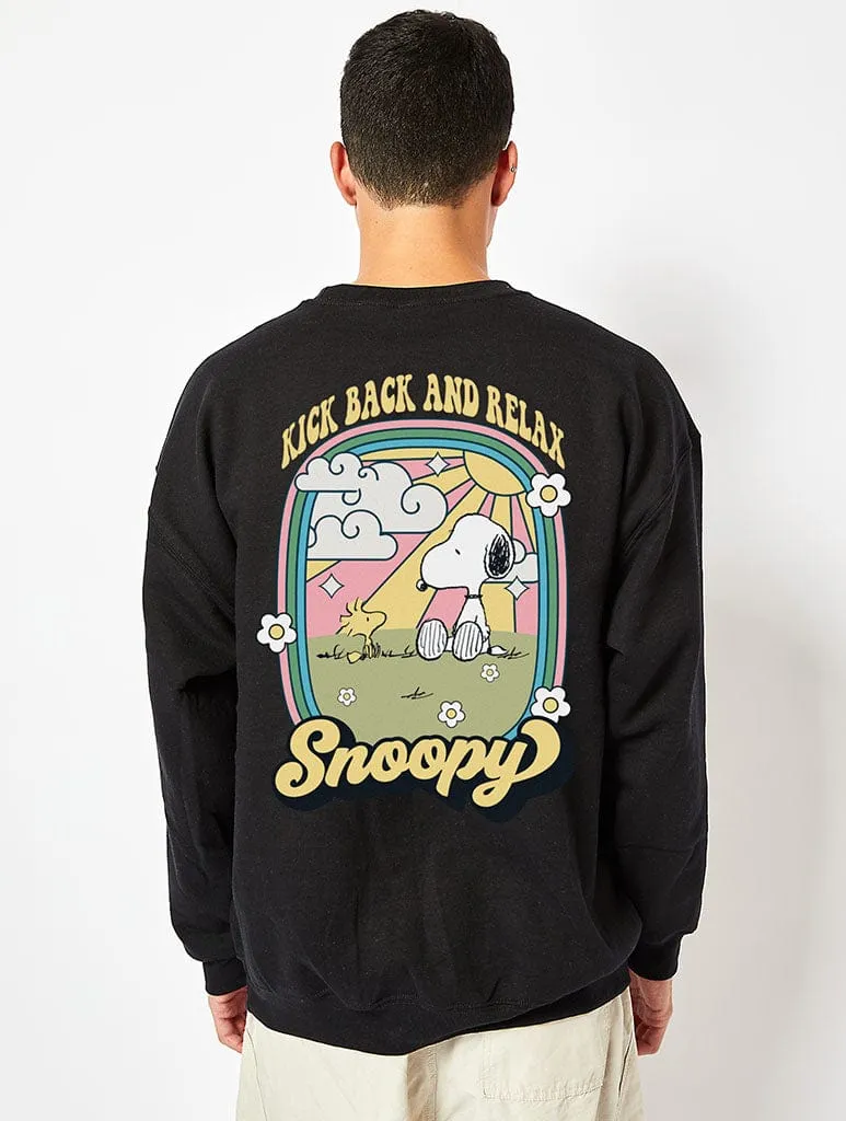 Peanuts x Skinnydip Snoopy Kick Back & Relax Sweatshirt in Black