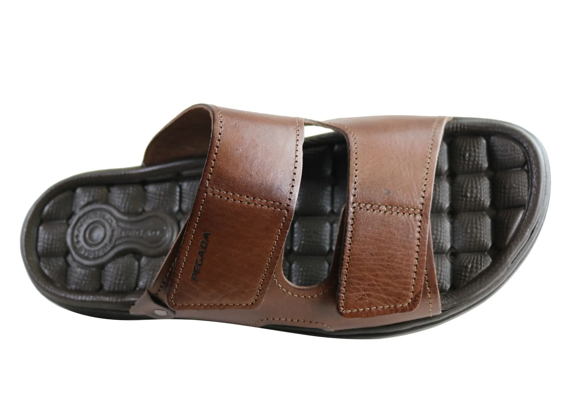 Pegada Fletcher Mens Cushioned Leather Slide Sandals Made In Brazil