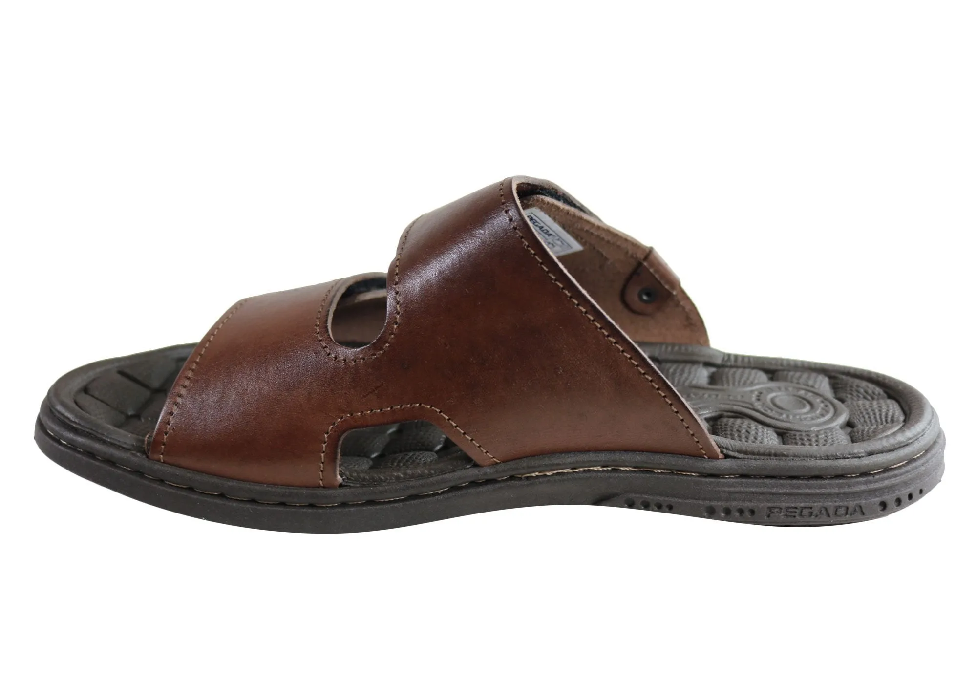 Pegada Fletcher Mens Cushioned Leather Slide Sandals Made In Brazil