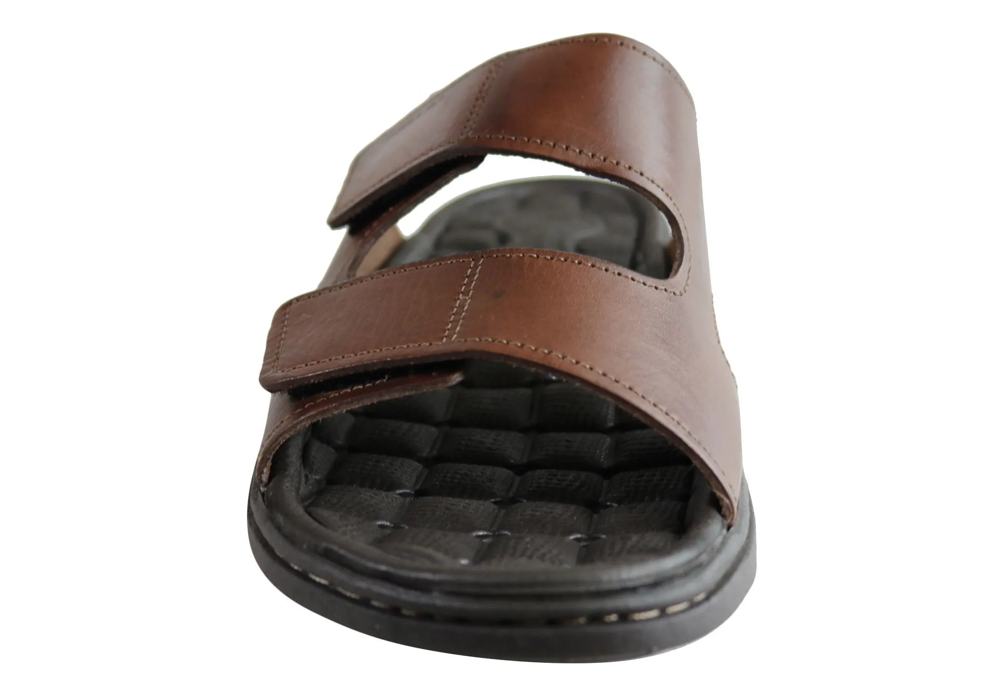 Pegada Fletcher Mens Cushioned Leather Slide Sandals Made In Brazil