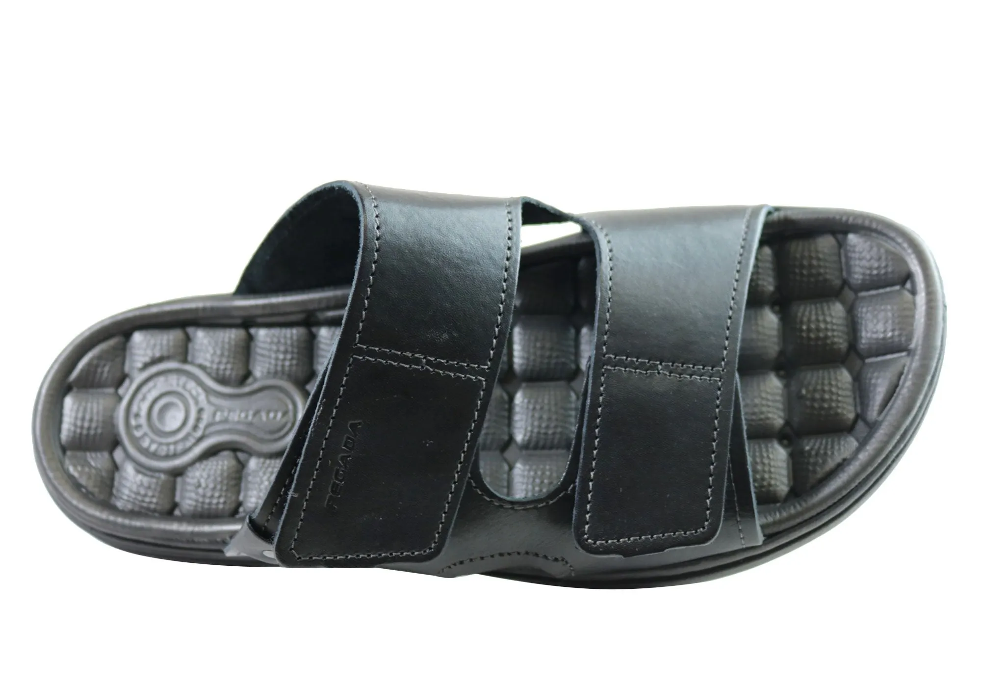 Pegada Fletcher Mens Cushioned Leather Slide Sandals Made In Brazil