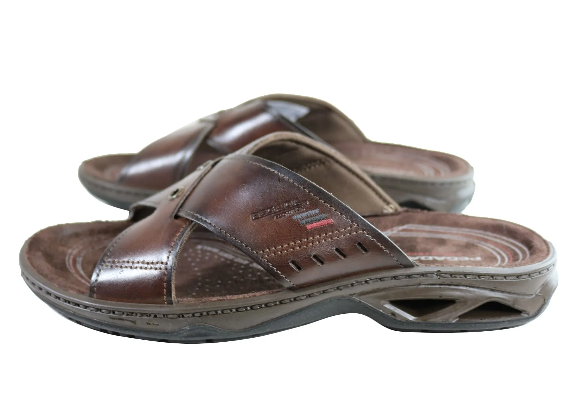 Pegada Jefferson Mens Leather Comfortable Slide Sandals Made In Brazil