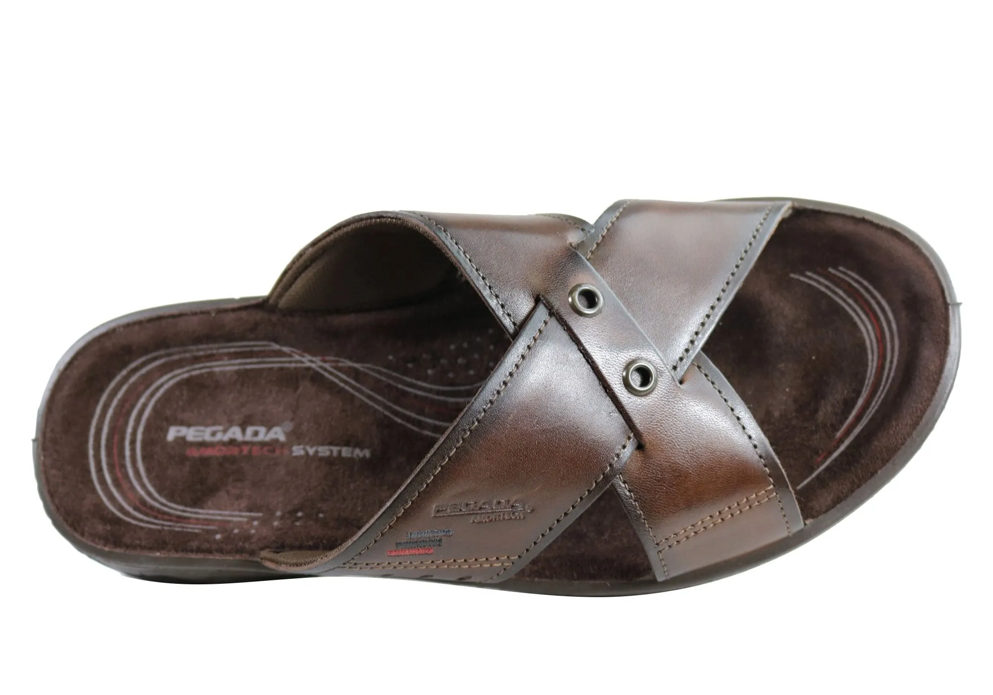 Pegada Jefferson Mens Leather Comfortable Slide Sandals Made In Brazil