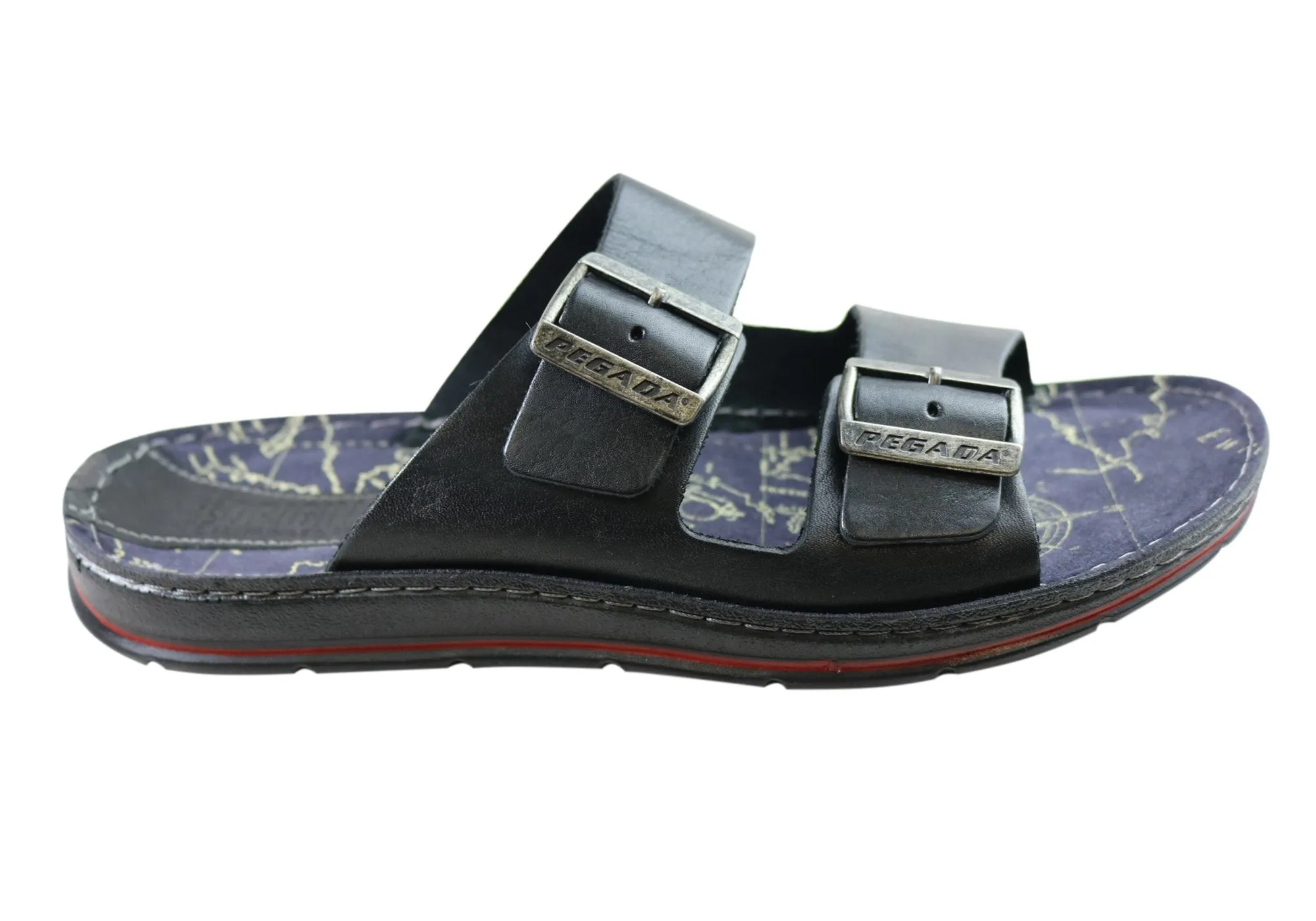 Pegada Lancester Mens Leather Comfortable Slide Sandals Made In Brazil