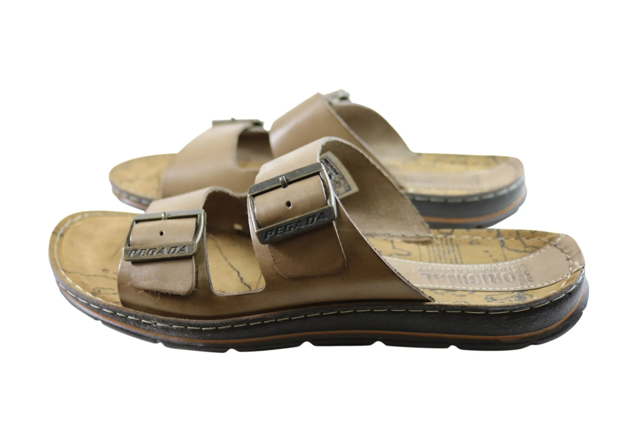 Pegada Lancester Mens Leather Comfortable Slide Sandals Made In Brazil