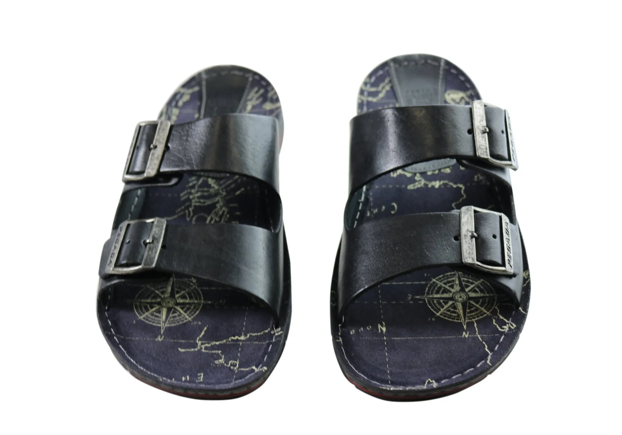 Pegada Lancester Mens Leather Comfortable Slide Sandals Made In Brazil